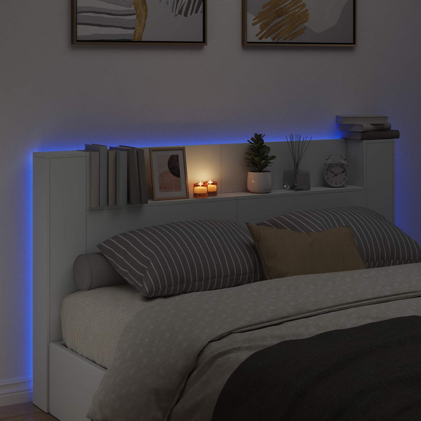 Hodegavlskap med LED Hvit 180 x 16,5 x 103,5 cm Konstruert tre