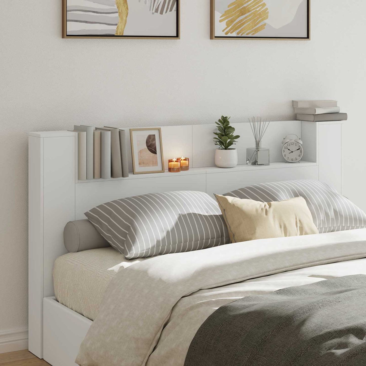 Hodegavlskap med LED Hvit 180 x 16,5 x 103,5 cm Konstruert tre
