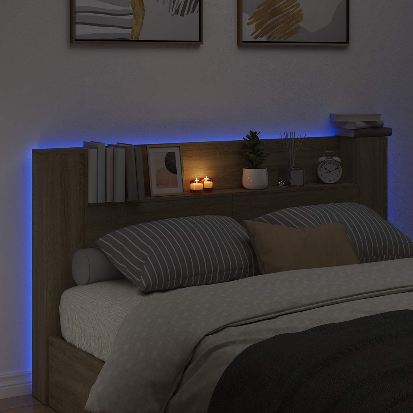 Hodegavlskap med LED med hylle Sonoma 180 x 16,5 x 103,5 cm