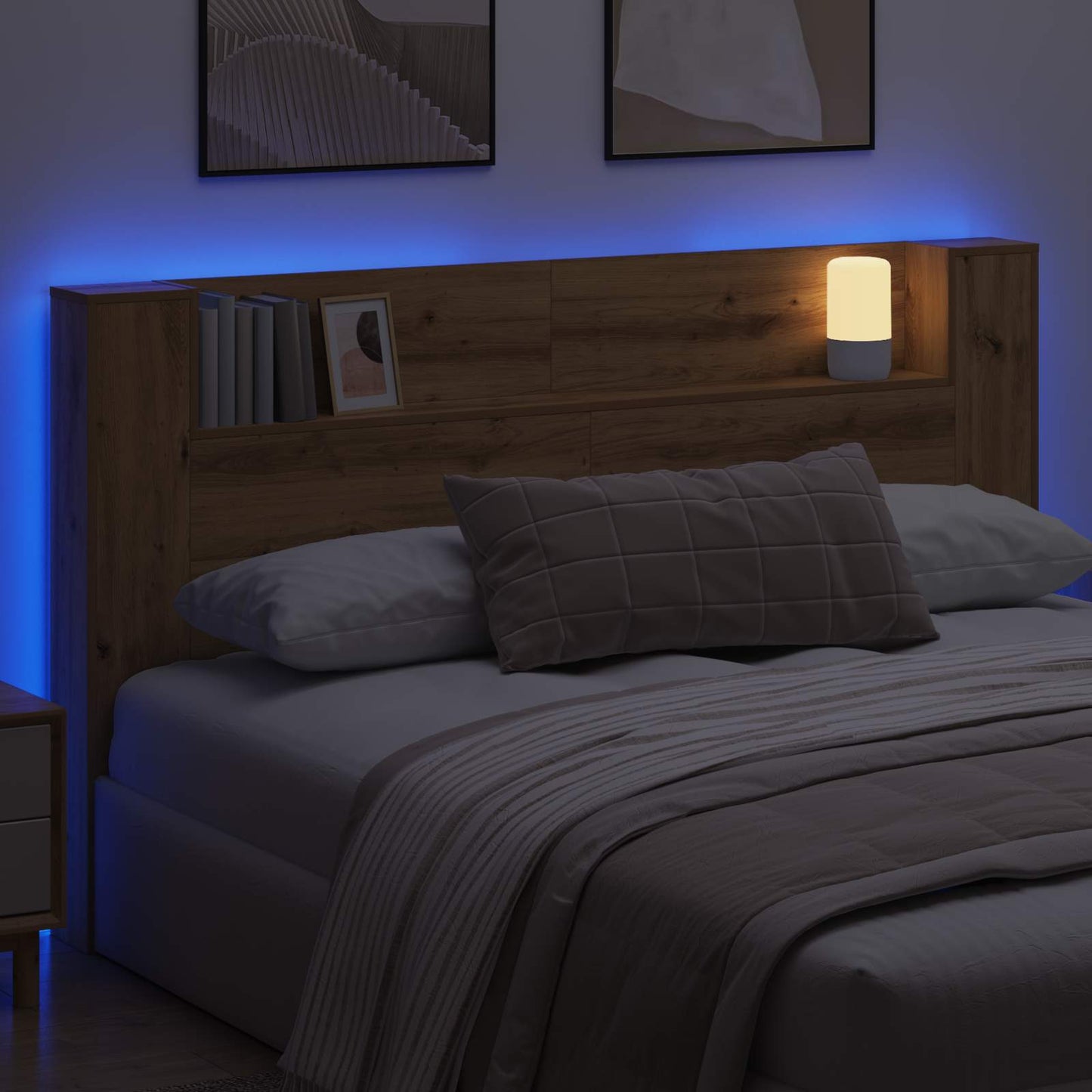 Hodegavlskap med LED Kunstnerisk Eik 180 x 16,5 x 103,5 cm