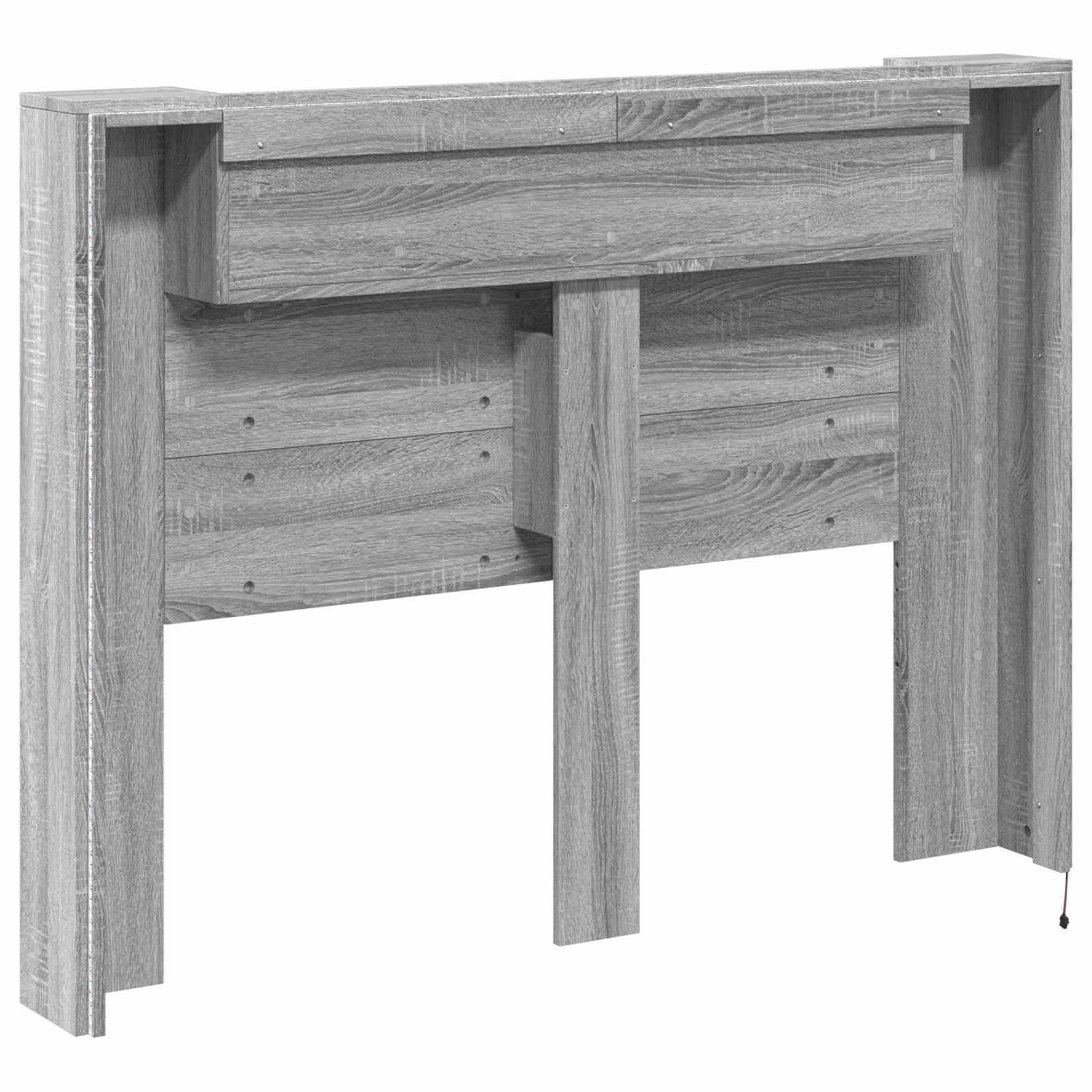 Hodegavlskap med LED med hylle Grå Sonoma 140 x 16,5 x 103,5 cm vidaXL