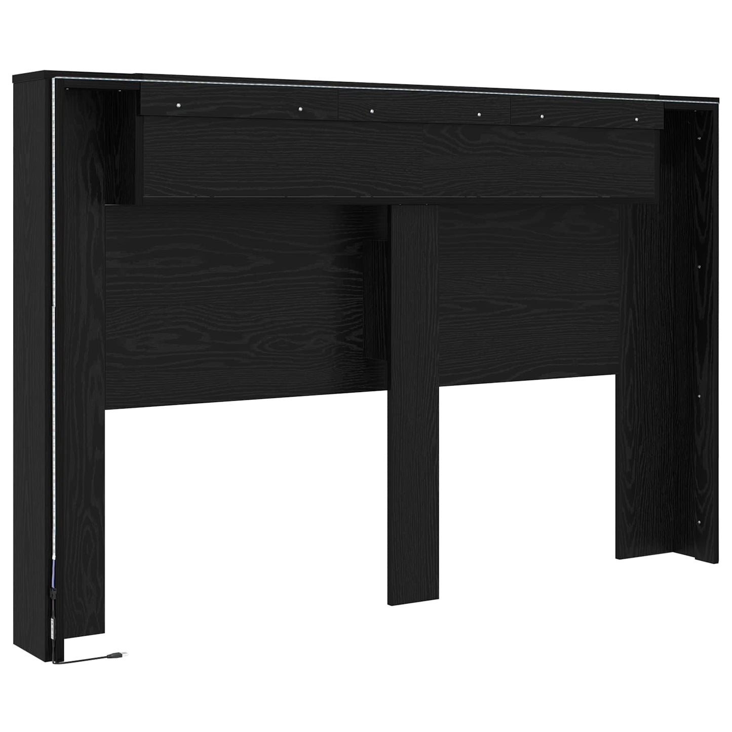 Hodegavlskap med LED med hylle Svart Eik 160 x 16,5 x 103,5 cm