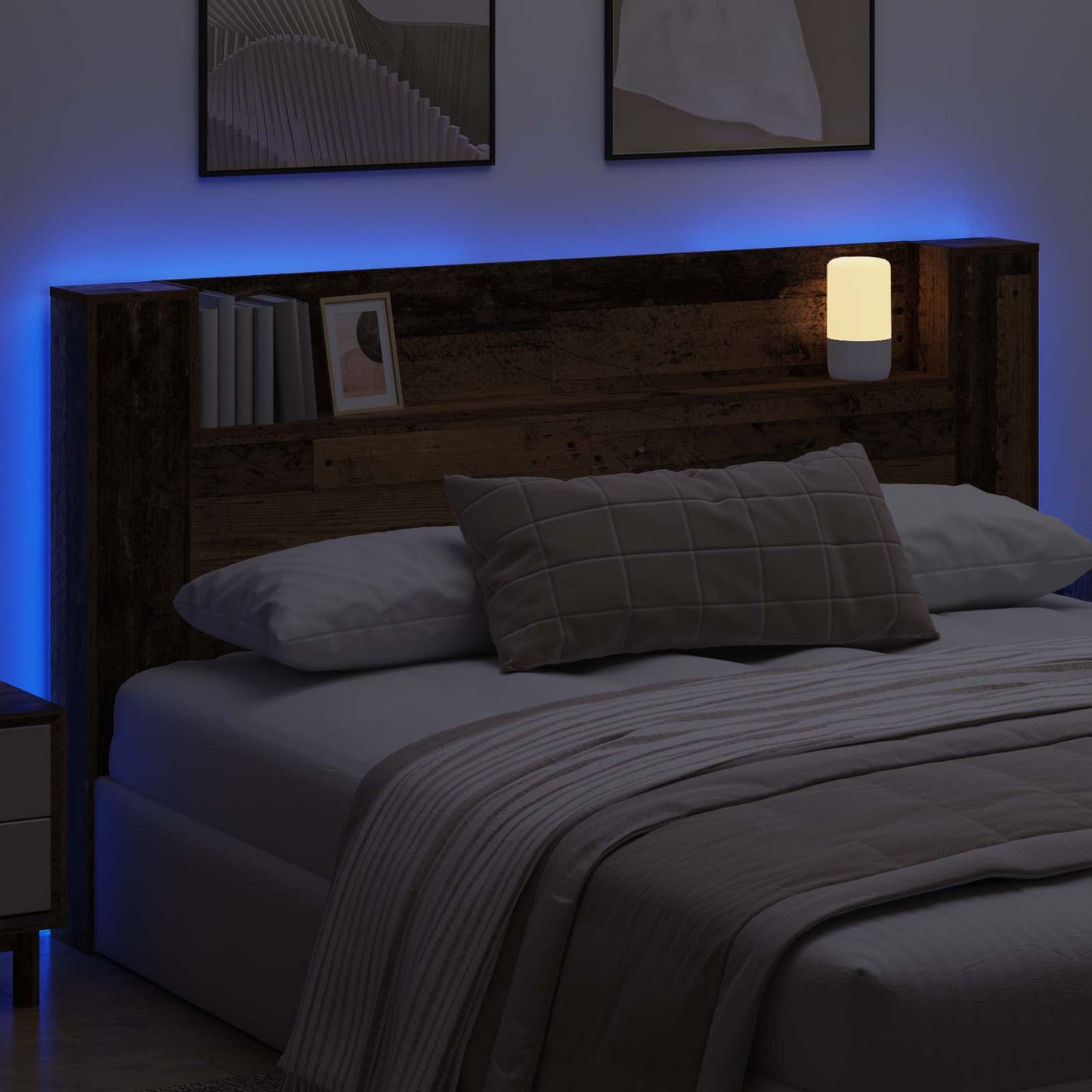 Hodegavlskap med LED Gammelt tre 180 x 16,5 x 103,5 cm