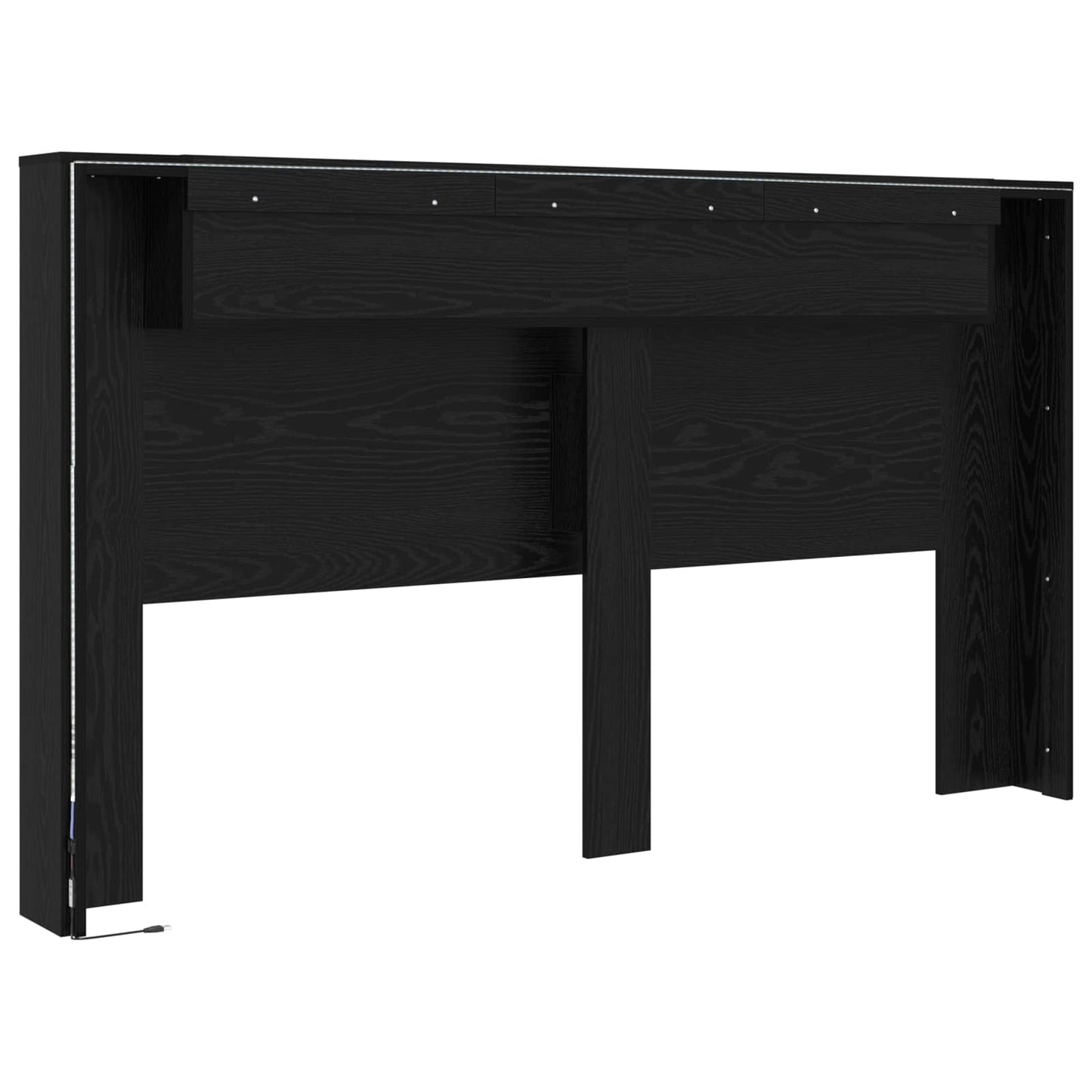 Hodegavlskap med LED med hylle Svart Eik 180 x 16,5 x 103,5 cm