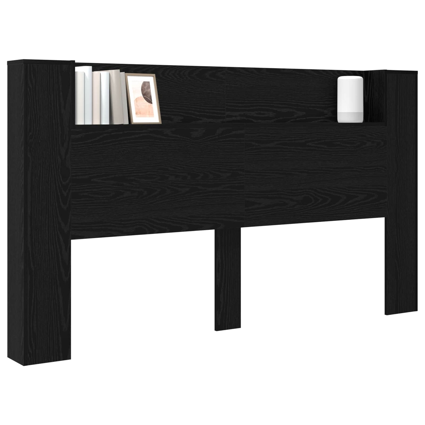 Hodegavlskap med LED med hylle Svart Eik 180 x 16,5 x 103,5 cm