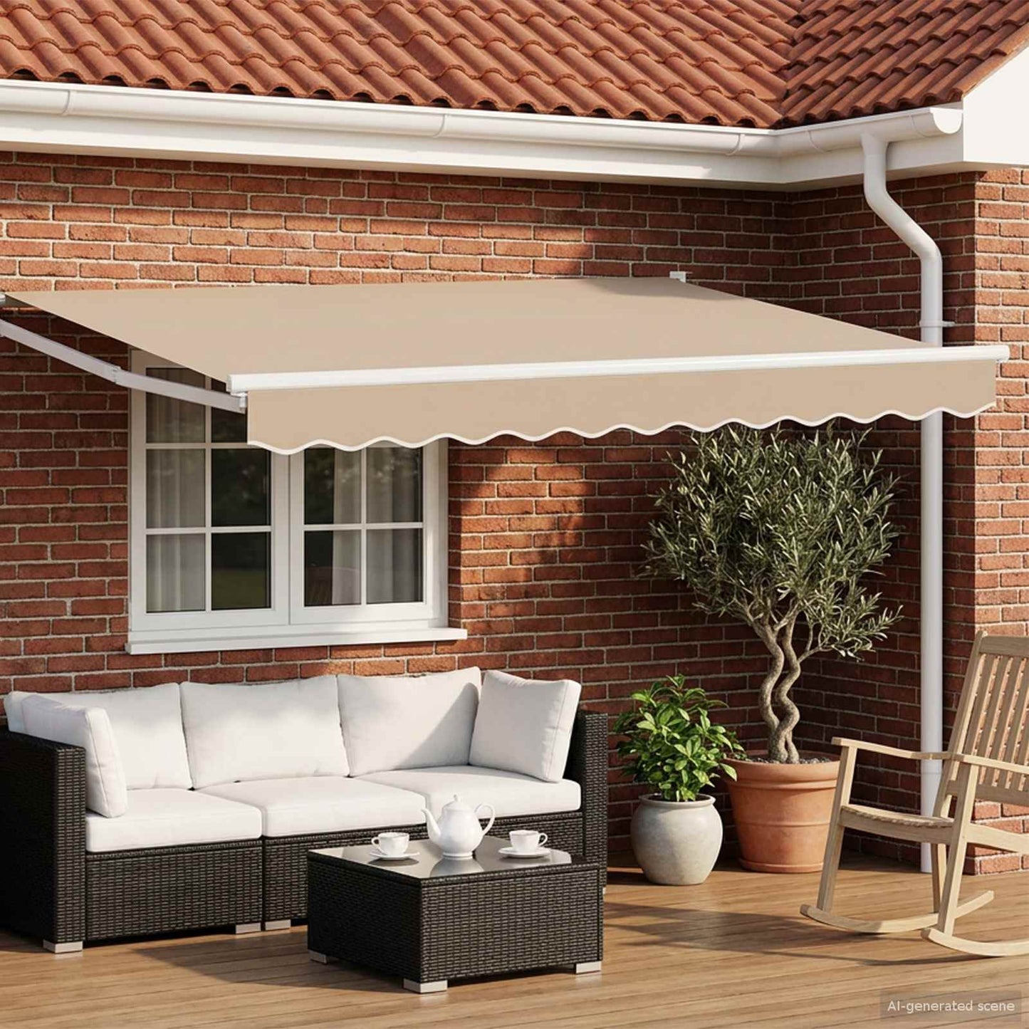 Uttrekkbar markise Beige 3,5 x 2 m Polyester og Metall