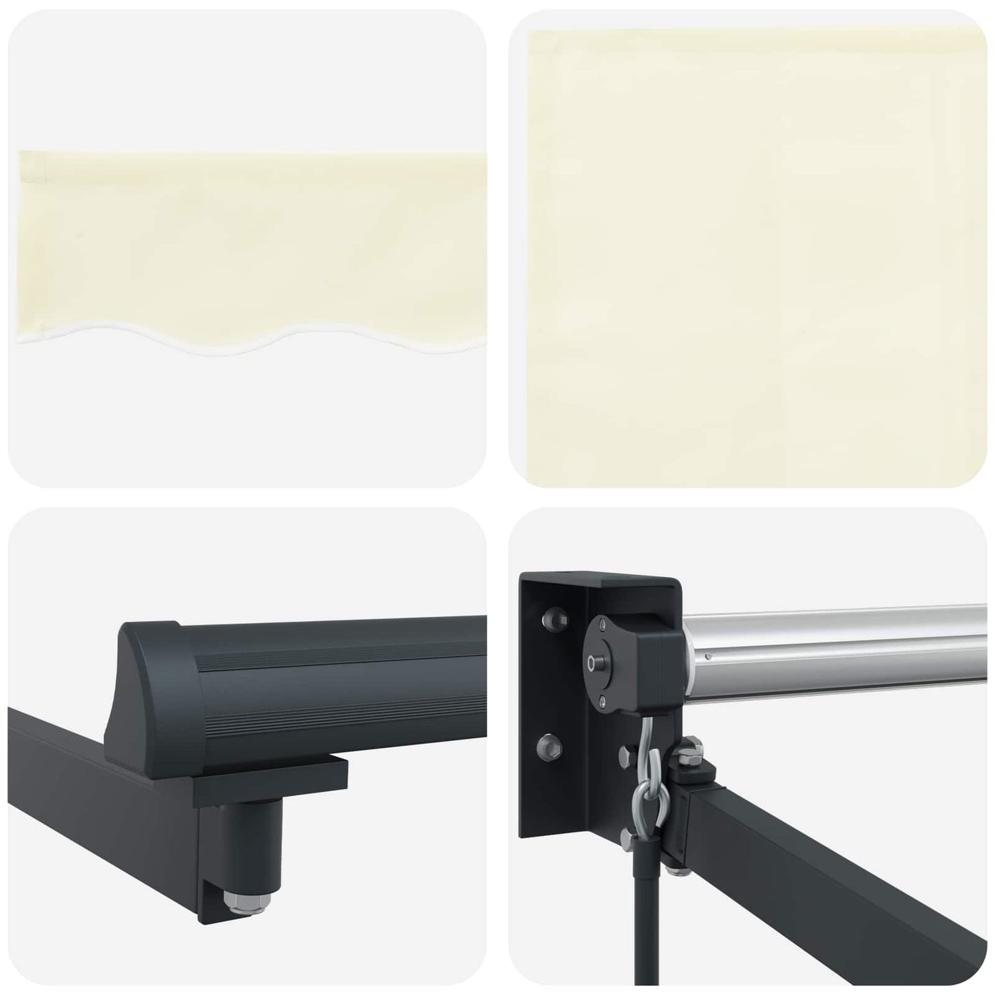 Uttrekkbar markise Krem 4 x 2 m 100% polyester og aluminium