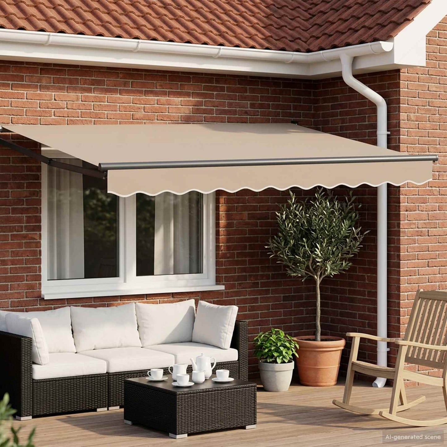 Uttrekkbar markise Beige 3,5 x 2 m Polyester og Metall