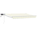 Manuell utvidbar markise med LED-lamper Krem og hvit 3,5 x 2 m