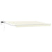 Manuell utvidbar markise med LED-lamper Krem og hvit 4 x 2 m