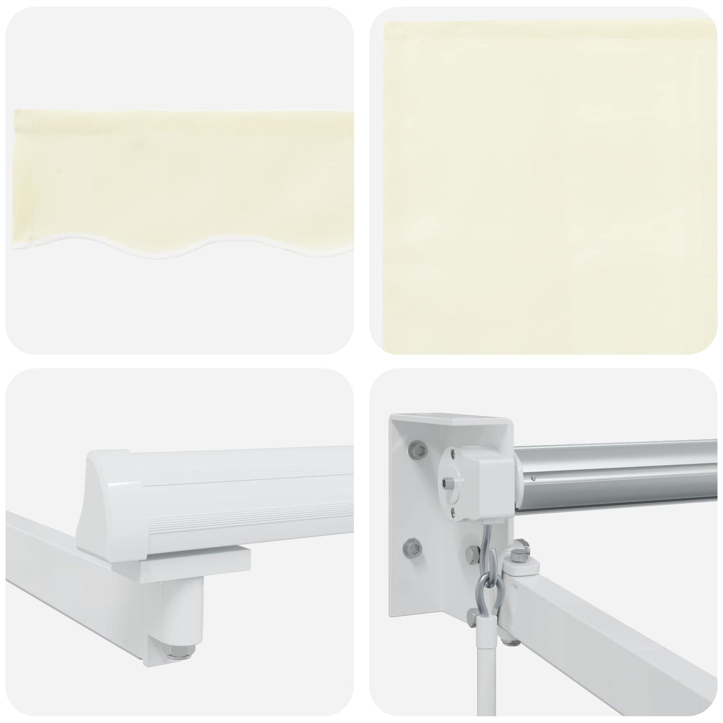 Manuell utvidbar markise med LED-lamper Krem og hvit 3 x 2,5 m