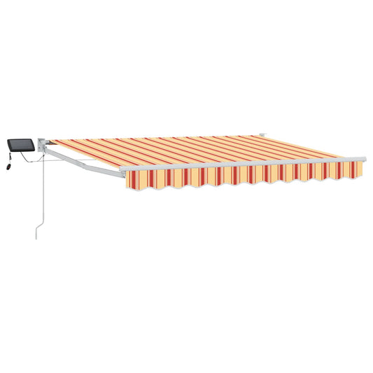 Manuell utvidbar markise med LED-lamper Flerfarget 3 x 2,5 m