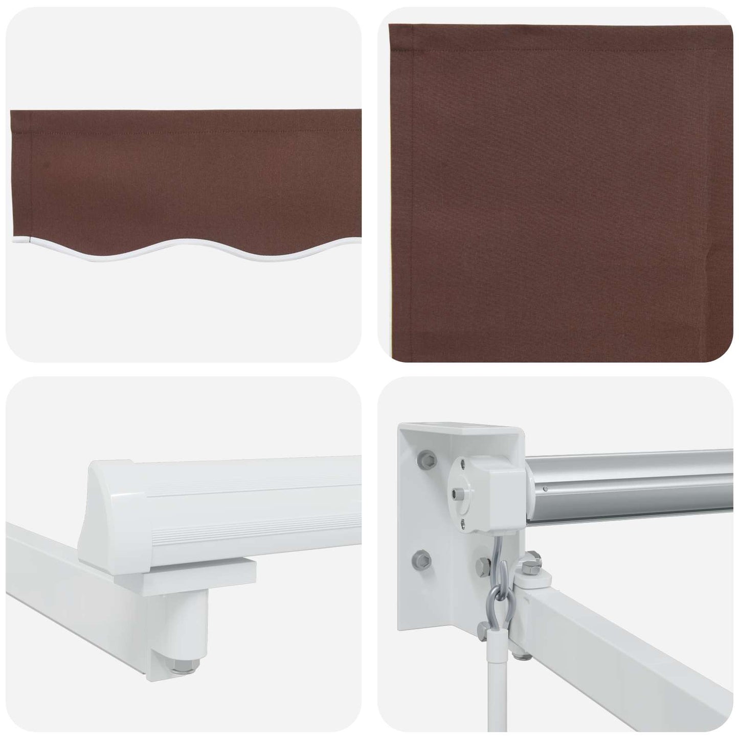 Manuell utvidbar markise med LED-lamper Brun og hvit 4 × 3 m