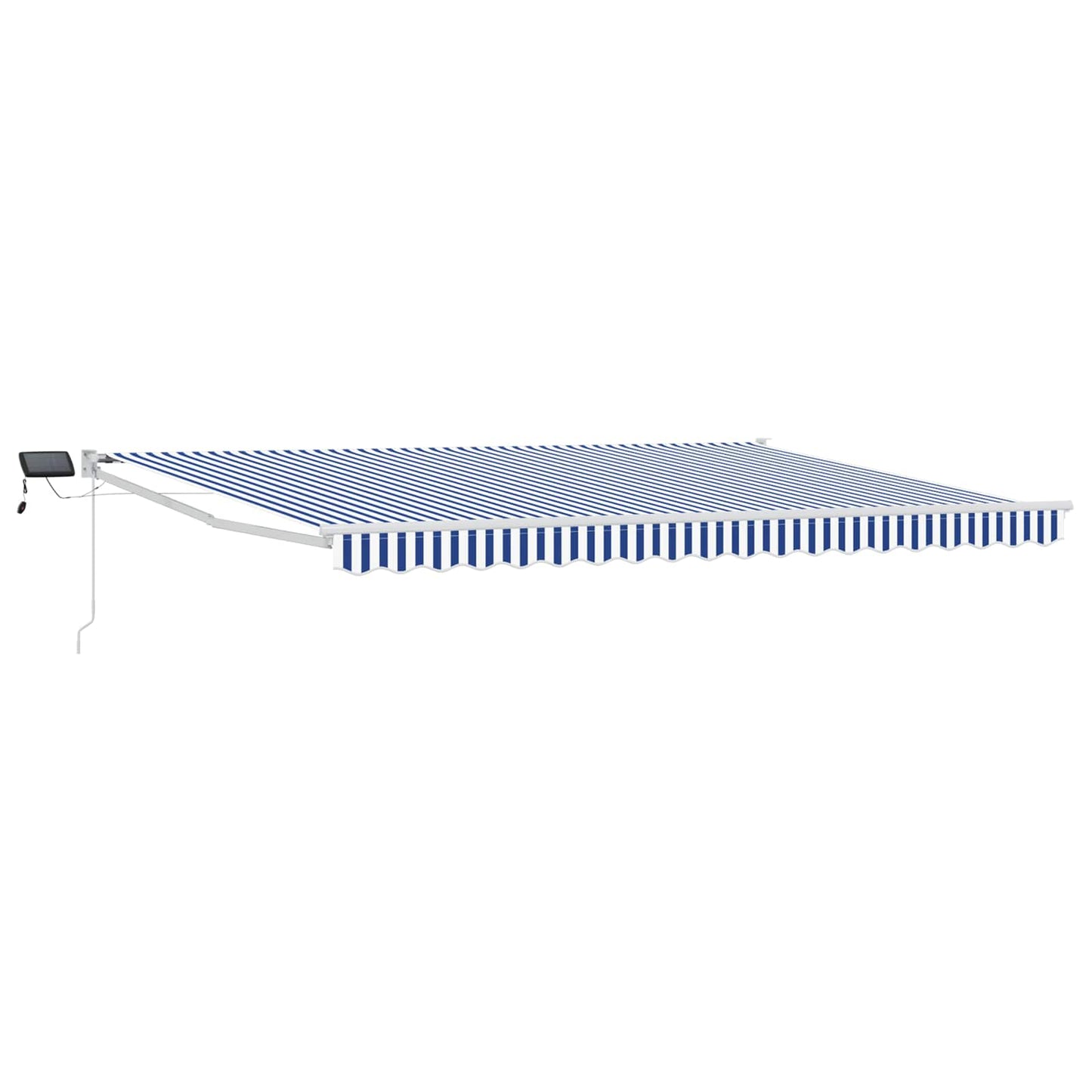 Manuell utvidbar markise med LED-lamper Blå og hvit 4,5 × 3 m