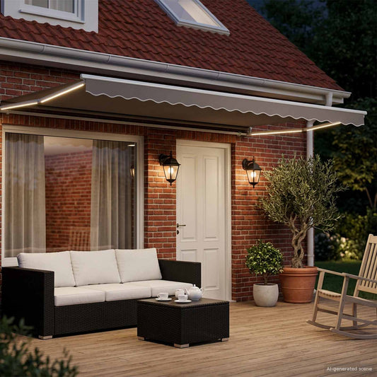 Manuell utvidbar markise med LED-lamper 4,5 × 3 m