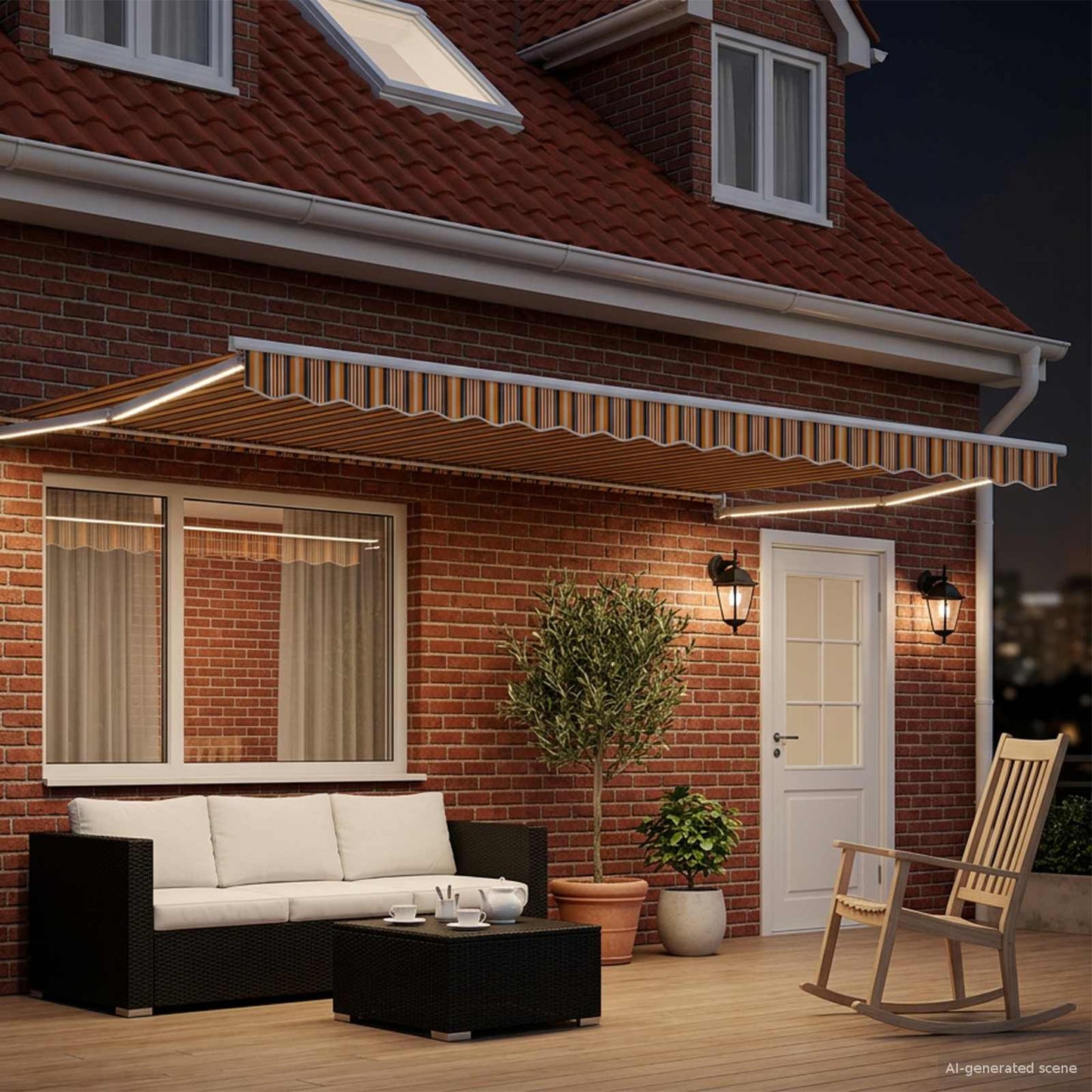 Manuell utvidbar markise med LED-lamper 5 x 3 m