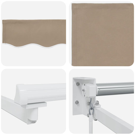 Manuell utvidbar markise med LED-lamper Beige og Hvit 5 x 3 m