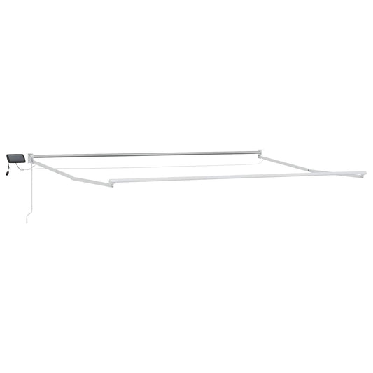 Manuell utvidbar markise med LED-lamper Beige og Hvit 5 x 3 m