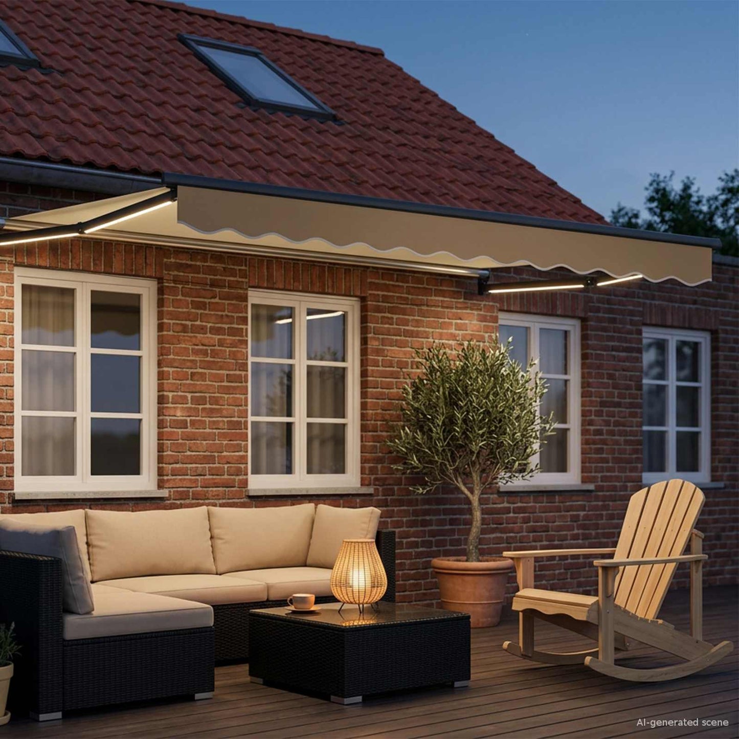 Manuell utvidbar markise med LED-lamper 2,5 x 2 m