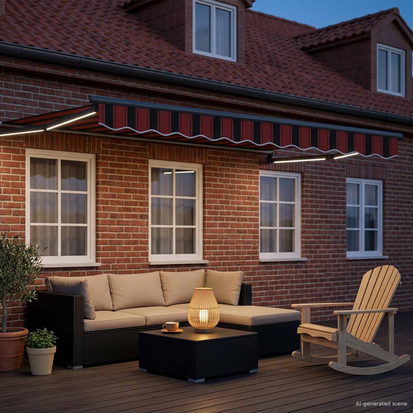 Manuell utvidbar markise med LED-lamper 3 x 2 m
