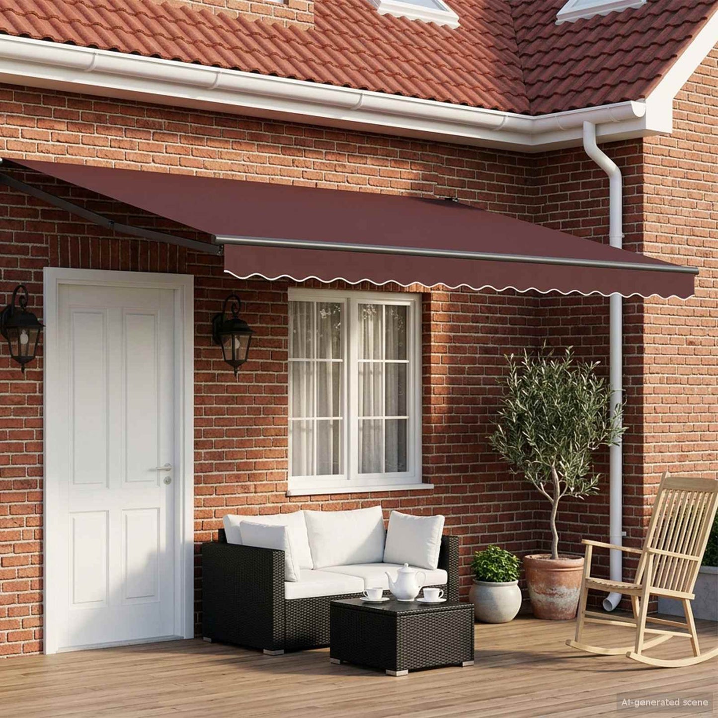 Manuell utvidbar markise med LED-lamper 4 x 2 m
