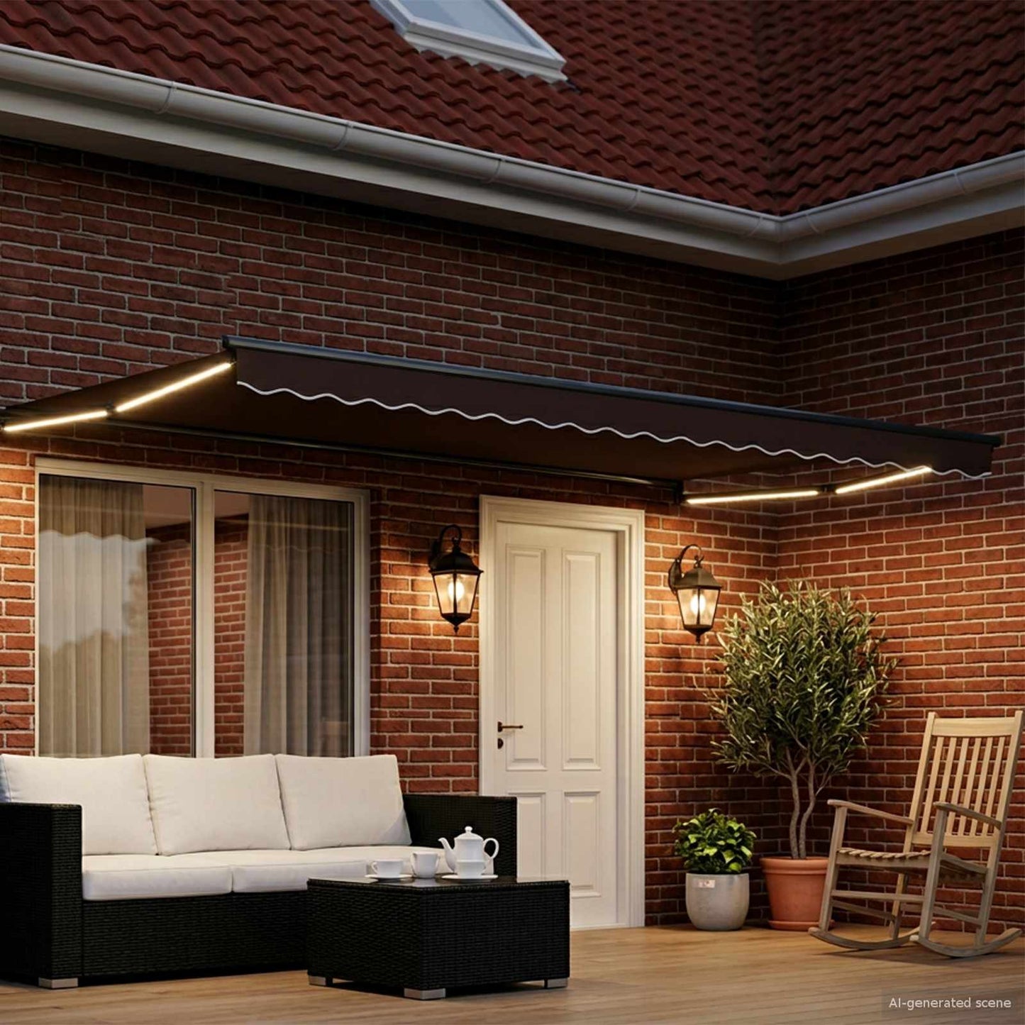 Manuell utvidbar markise med LED-lamper 4 x 2 m