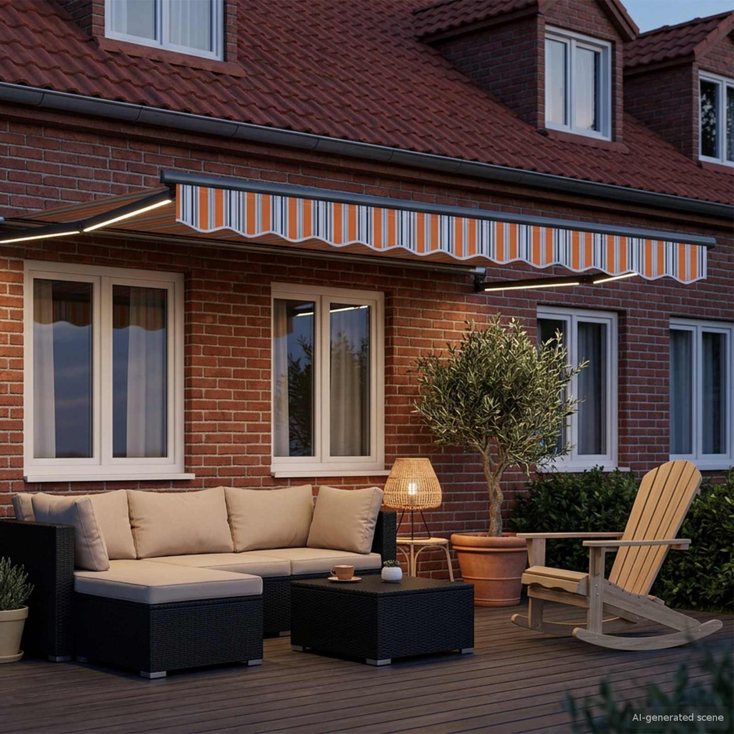 Manuell utvidbar markise med LED-lamper 3 x 2,5 m