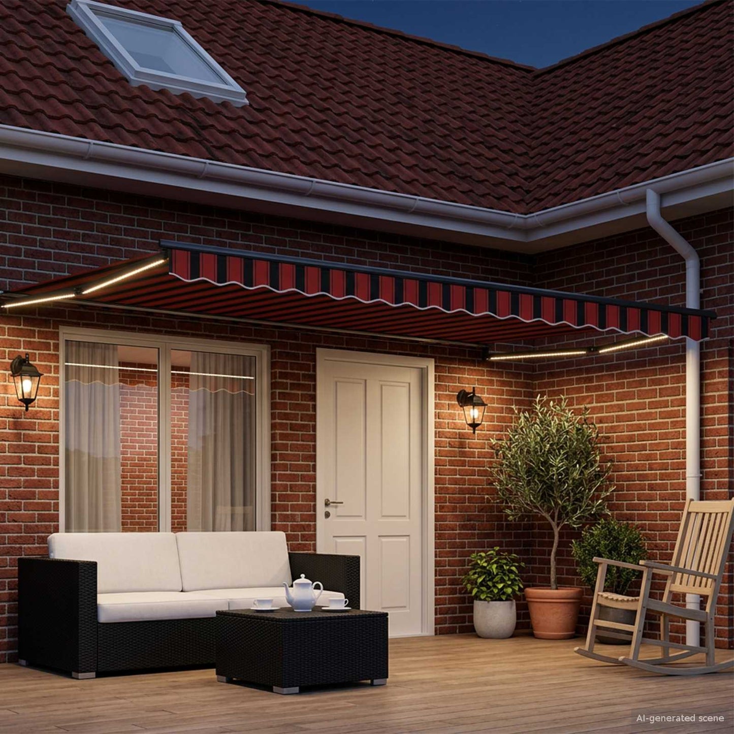 Manuell utvidbar markise med LED-lamper 4 × 3 m