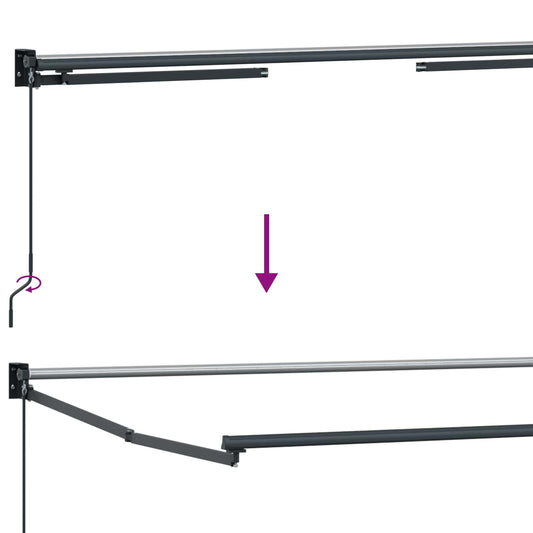Manuell utvidbar markise med LED-lamper Flerfarget 4 × 3 m