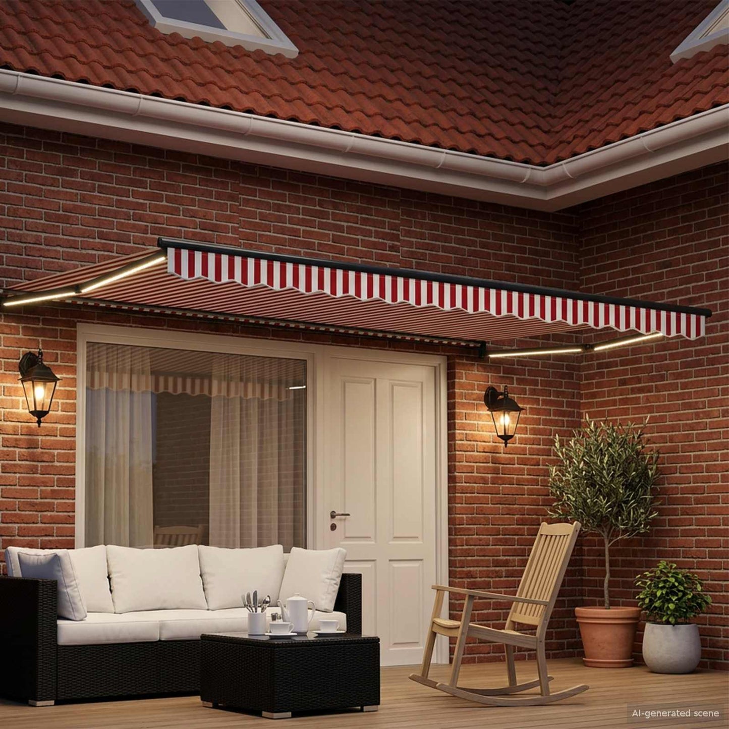 Manuell utvidbar markise med LED-lamper 4,5 × 3 m