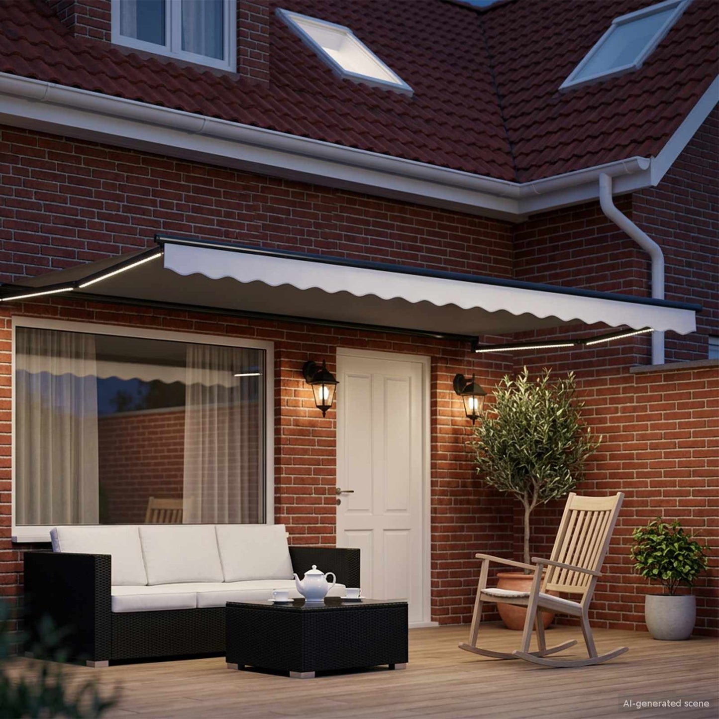 Manuell utvidbar markise med LED-lamper 4,5 × 3 m