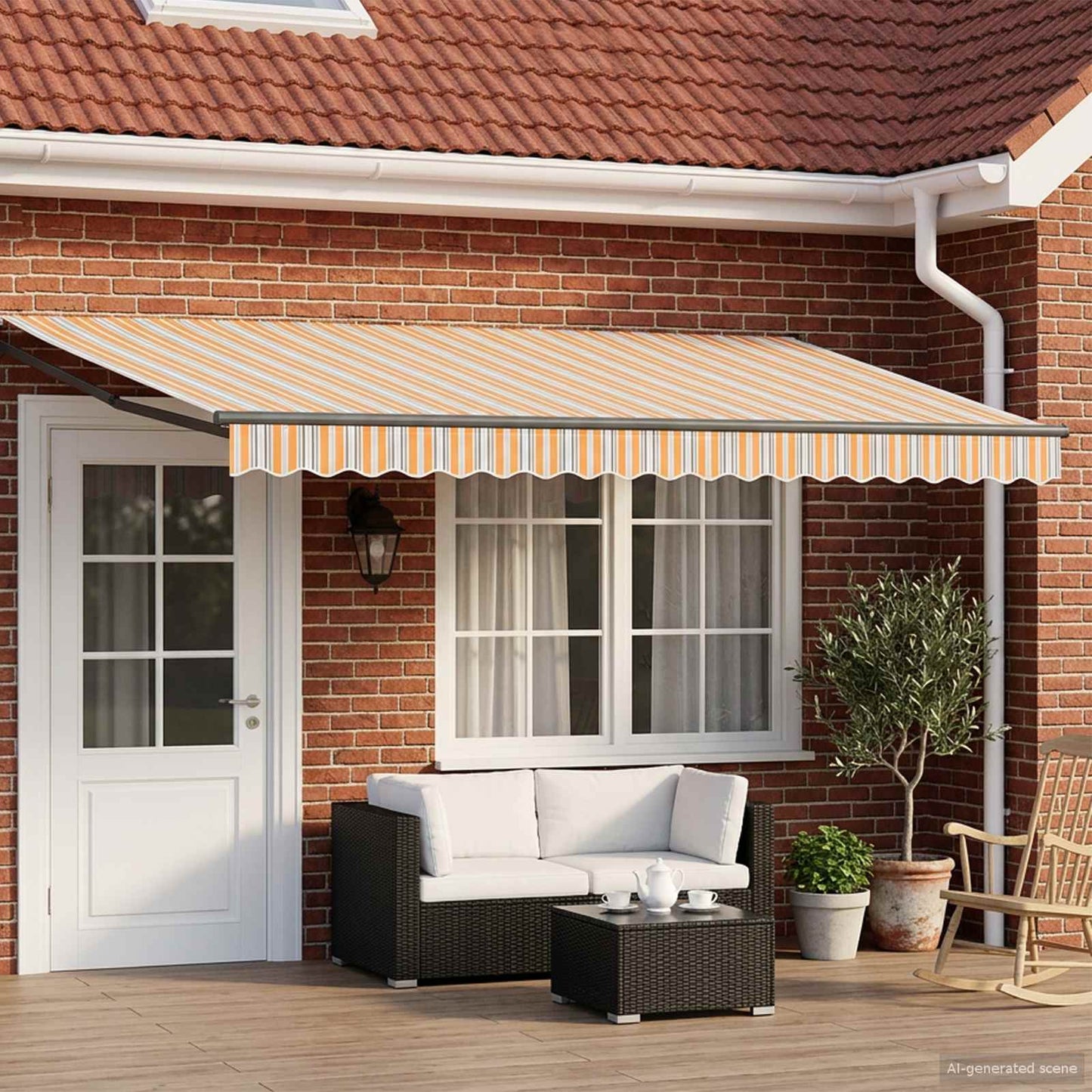 Manuell utvidbar markise med LED-lamper 5 x 3 m