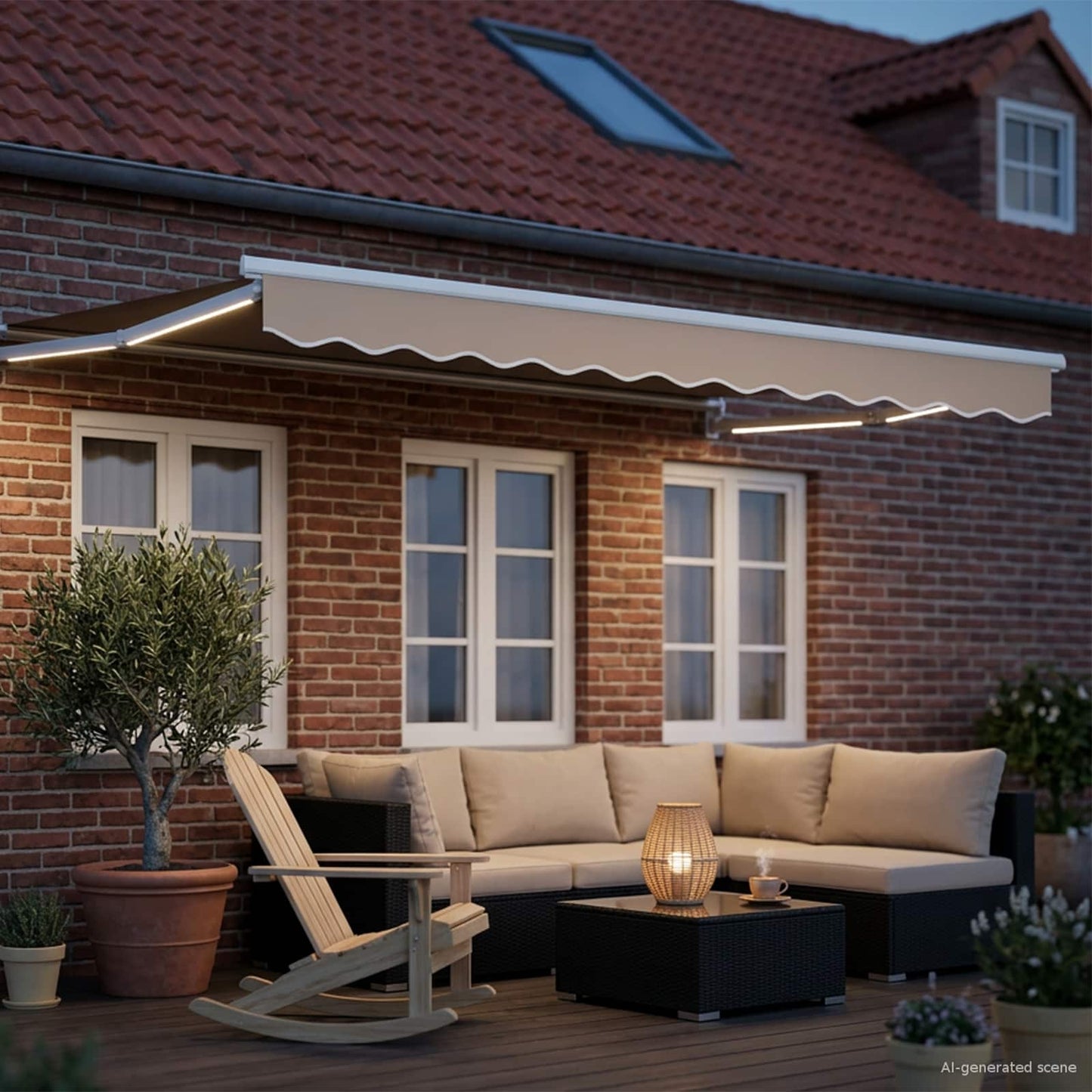 Elektrisk Utrekkbar Markise Beige 3,5 x 2 m
