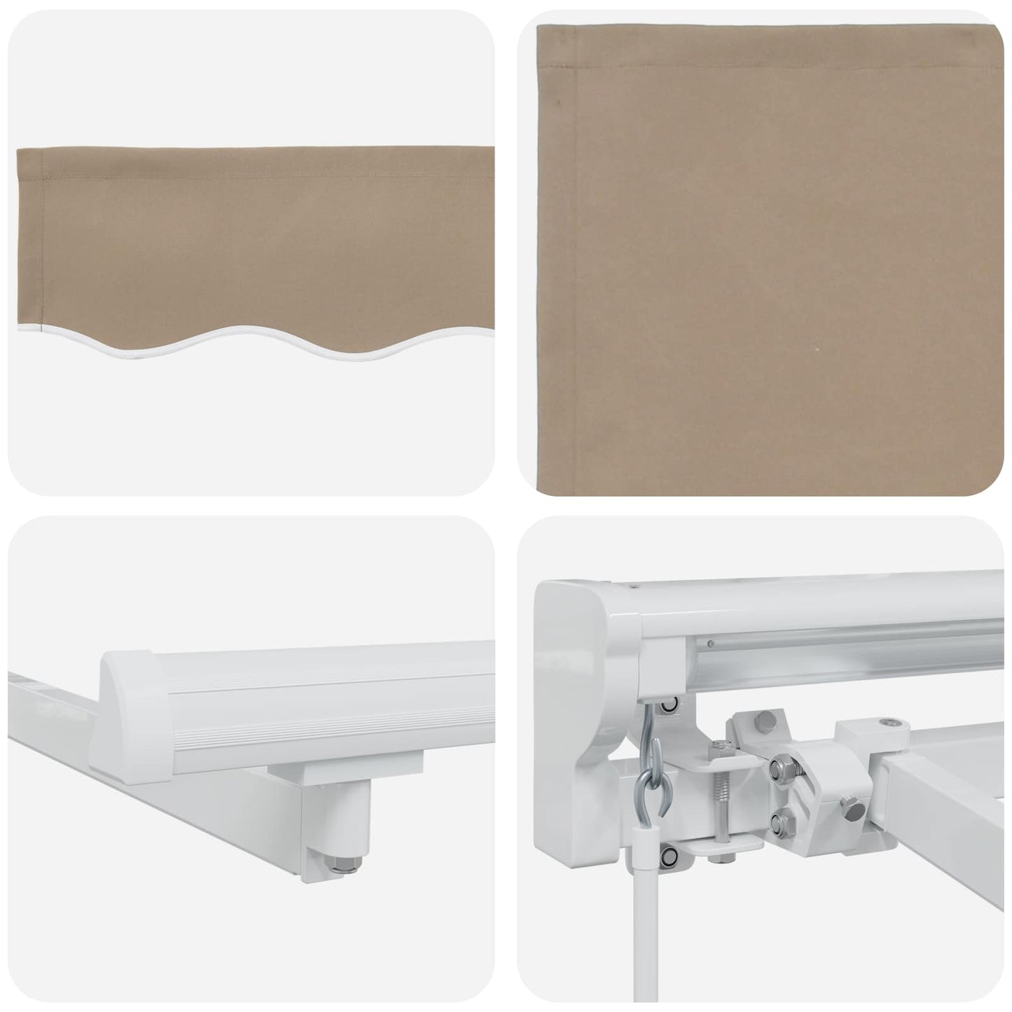 Manuell markiseramme med LEDs Beige og Hvit 3,5 x 2 m