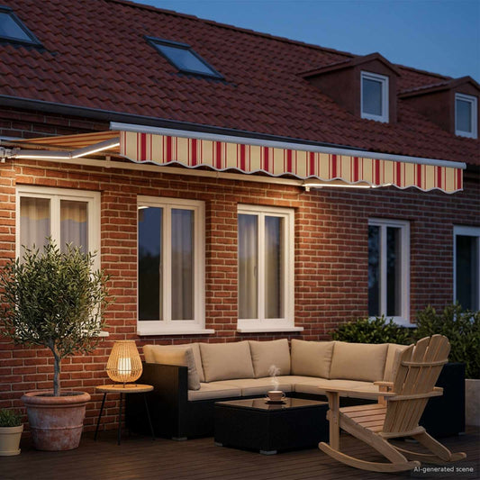 Manuell markiseramme med LEDs Gul, Oransje og Hvit 3 x 2,5 m