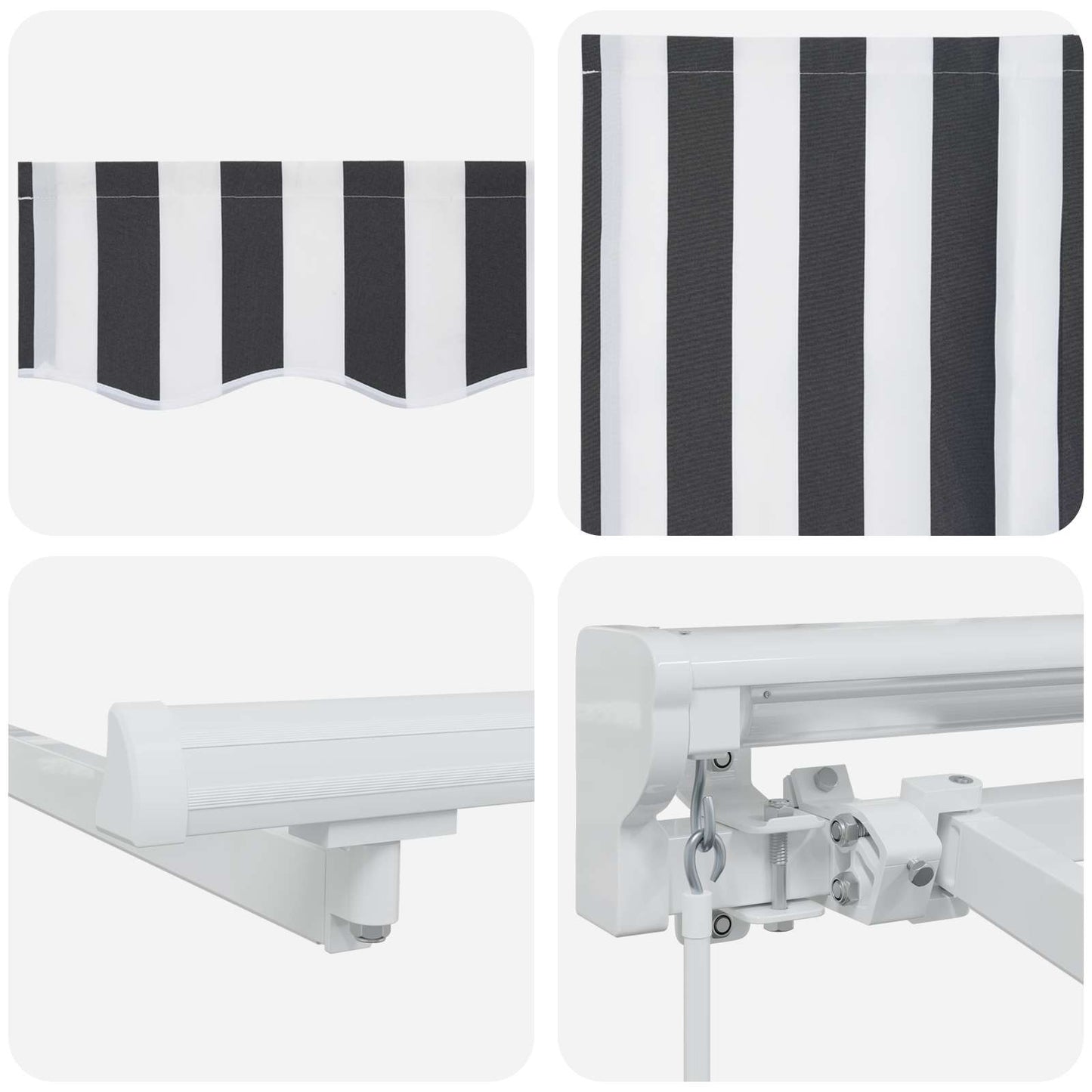 Manuell markiseramme med LEDs Antrasitt og Hvit 4,5 × 3 m