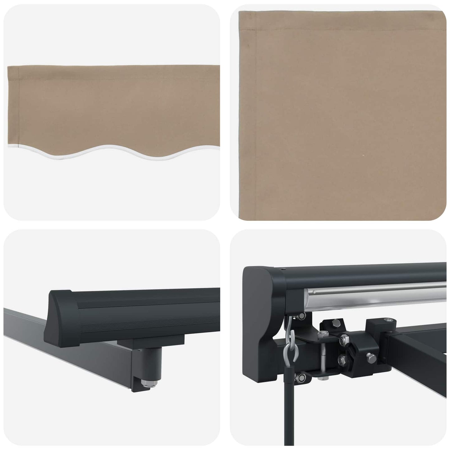 Manuell markiseramme med LEDs Beige og Antrasitt 3,5 x 2 m