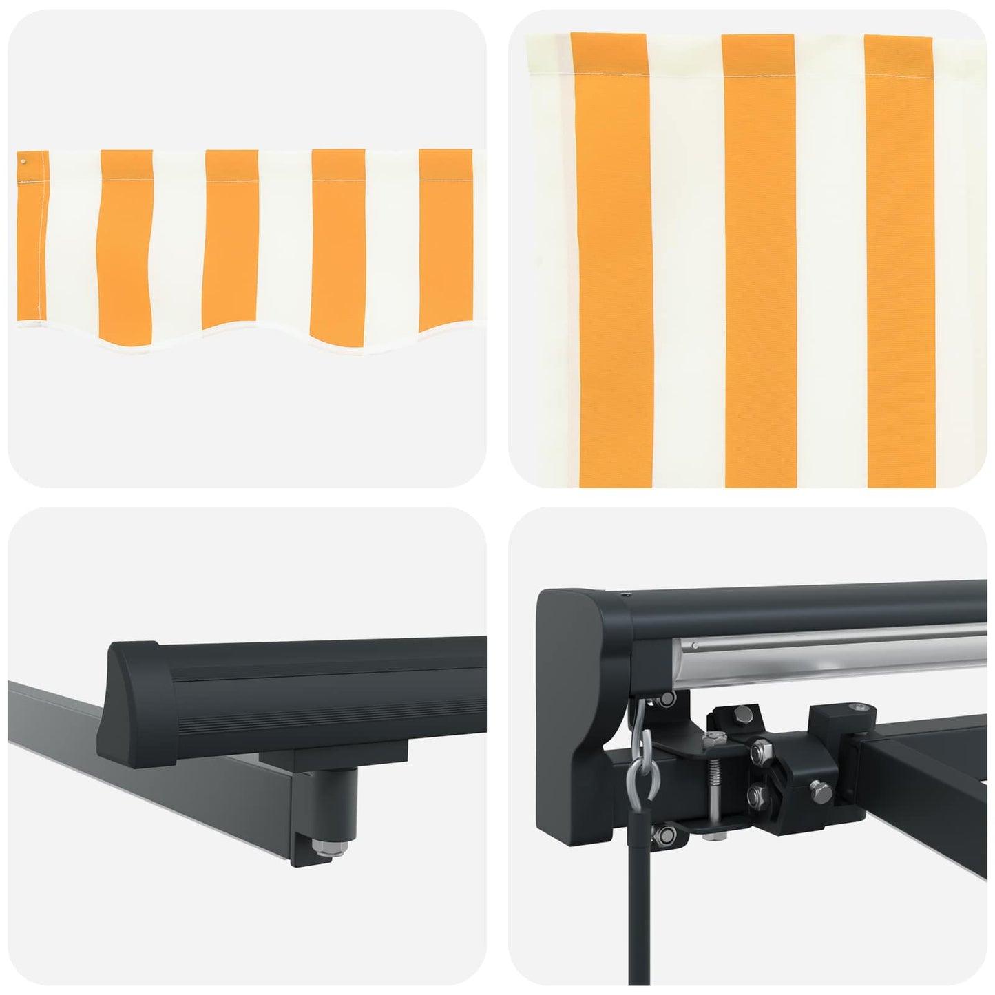 Manuell markiseramme med LEDs Gul, Hvit, Antrasitt 3 x 2,5 m