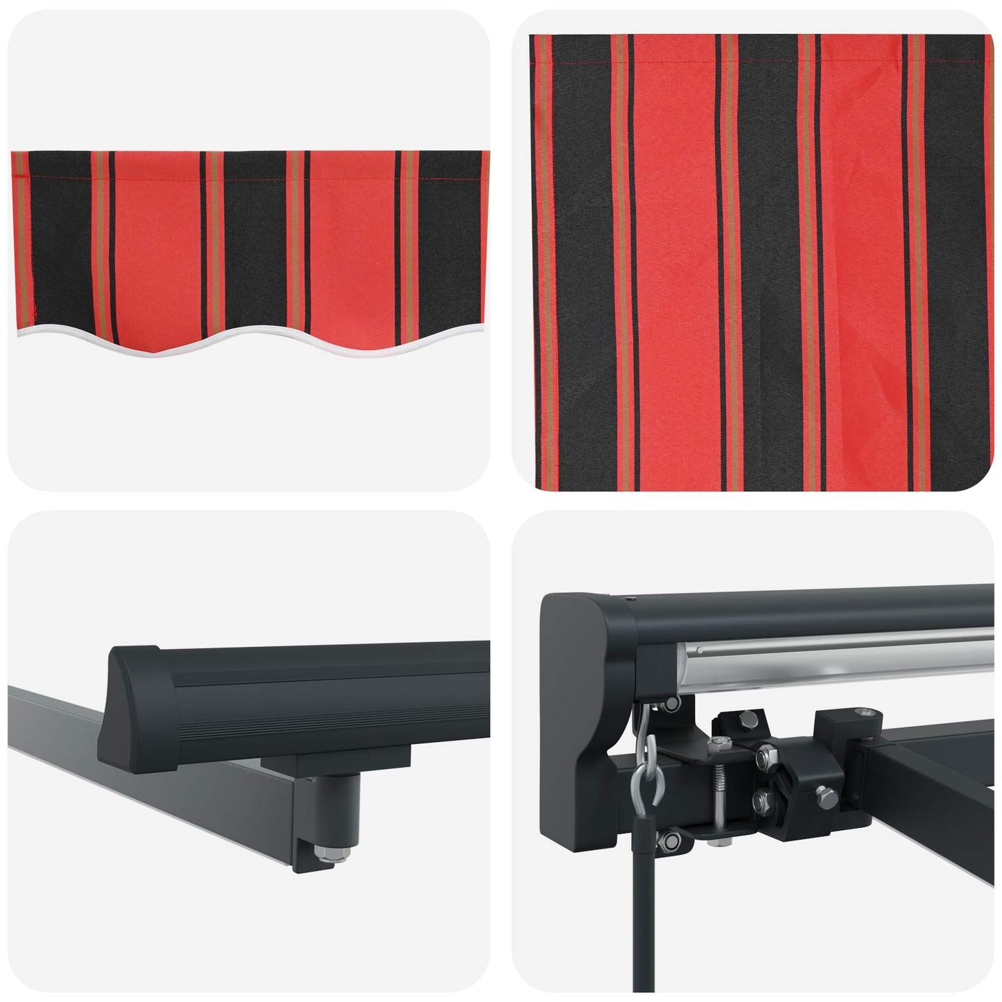 Manuell markiseramme med LEDs 3 x 2,5 m Polyester med PU-belegg