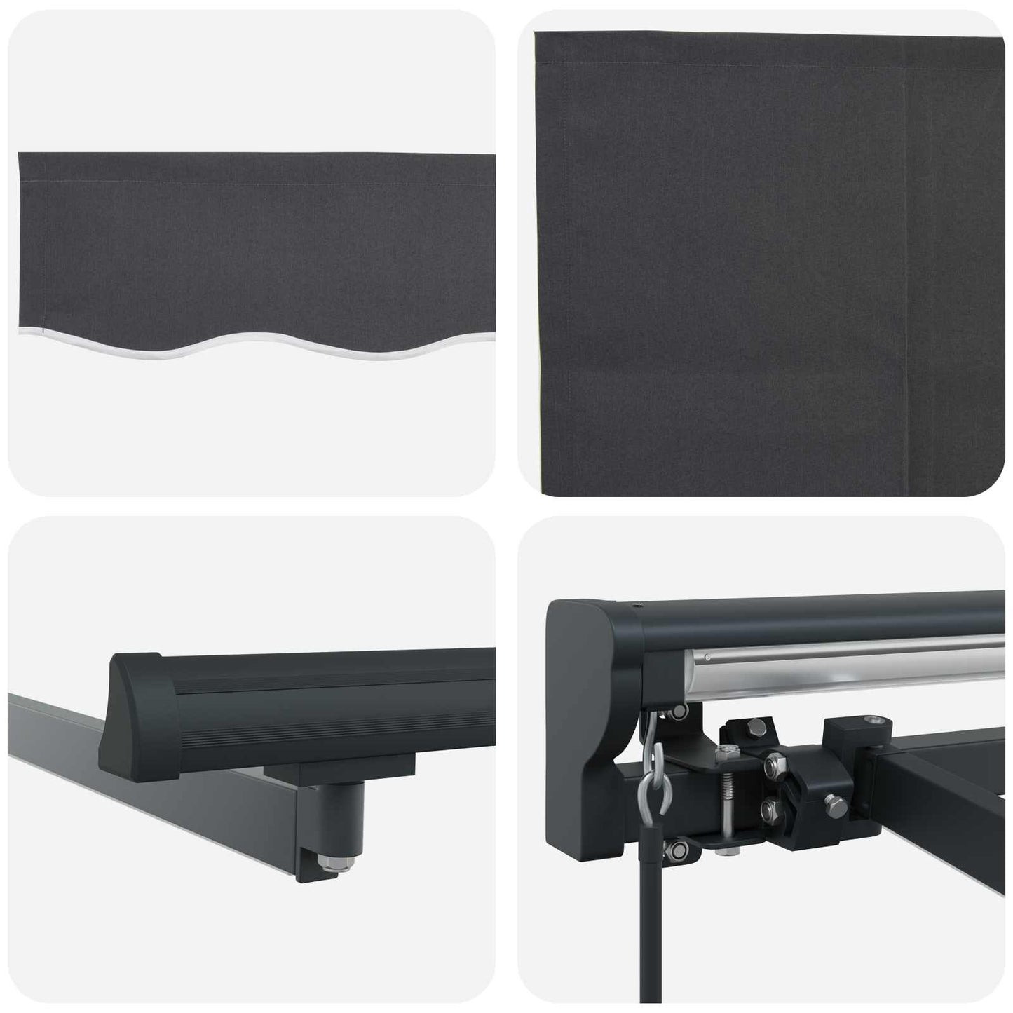 Manuell markiseramme med LEDs Antrasitt 4 × 3 m