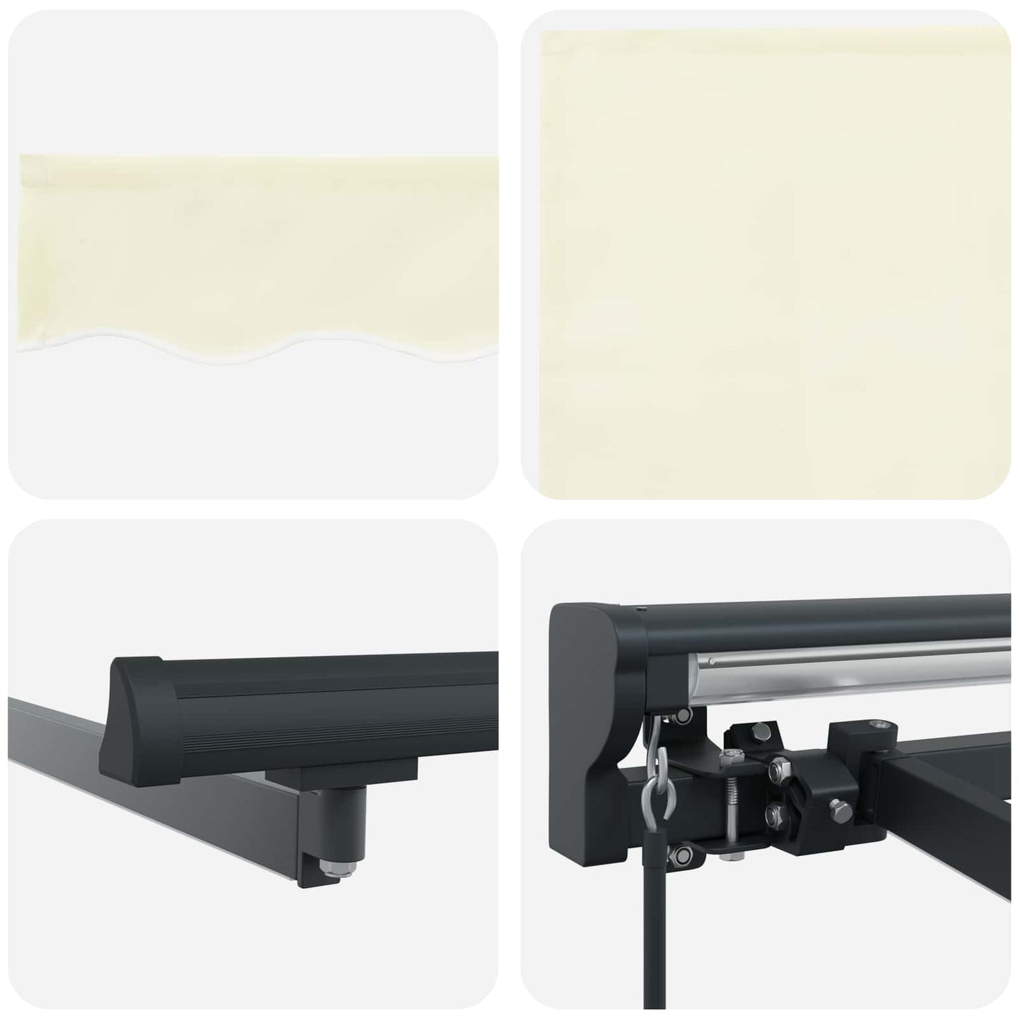 Manuell markiseramme med LEDs Krem og Antrasitt 4,5 × 3 m