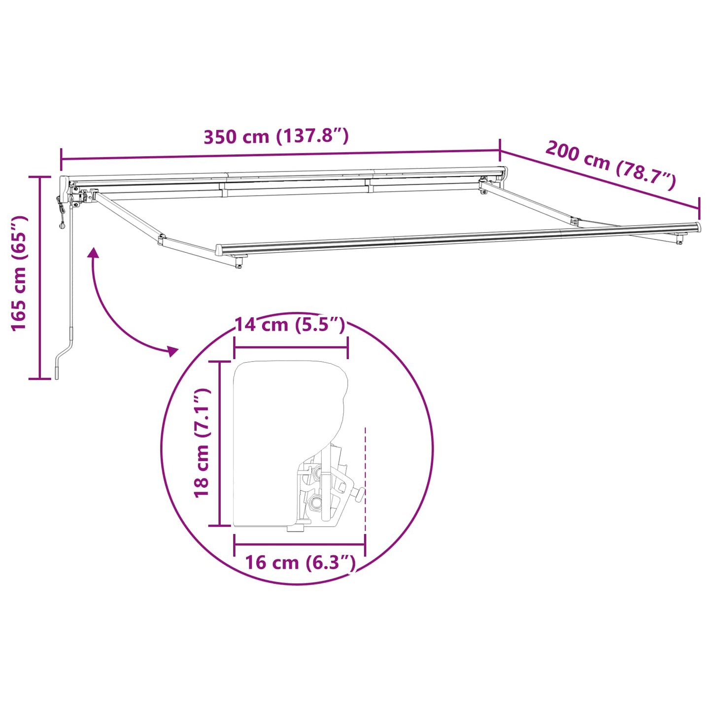 Elektrisk Utrekkbar Markise Beige 3,5 x 2 m
