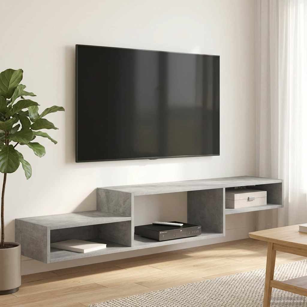 Vegghengt TV-skap Veggmontert Betonggrå 150 x 28 x 26 cm