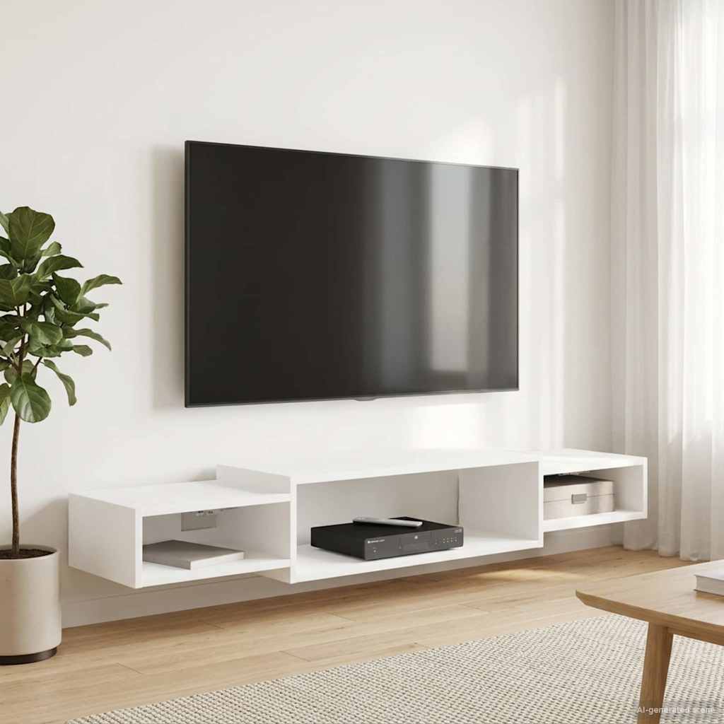 Vegghengt TV-skap Veggmontert Hvit 140 x 28 x 21 cm