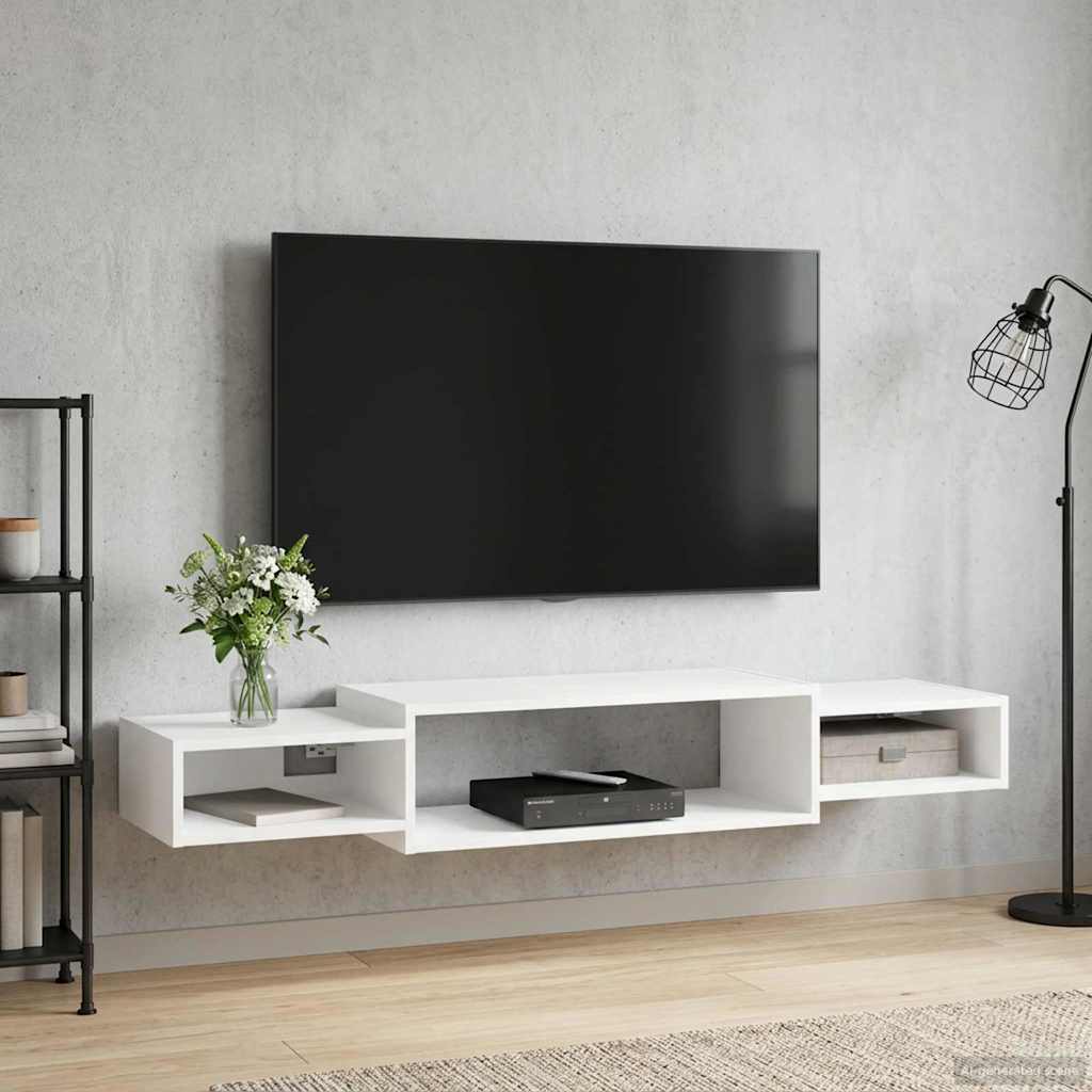 Vegghengt TV-skap Veggmontert Hvit 140 x 28 x 21 cm