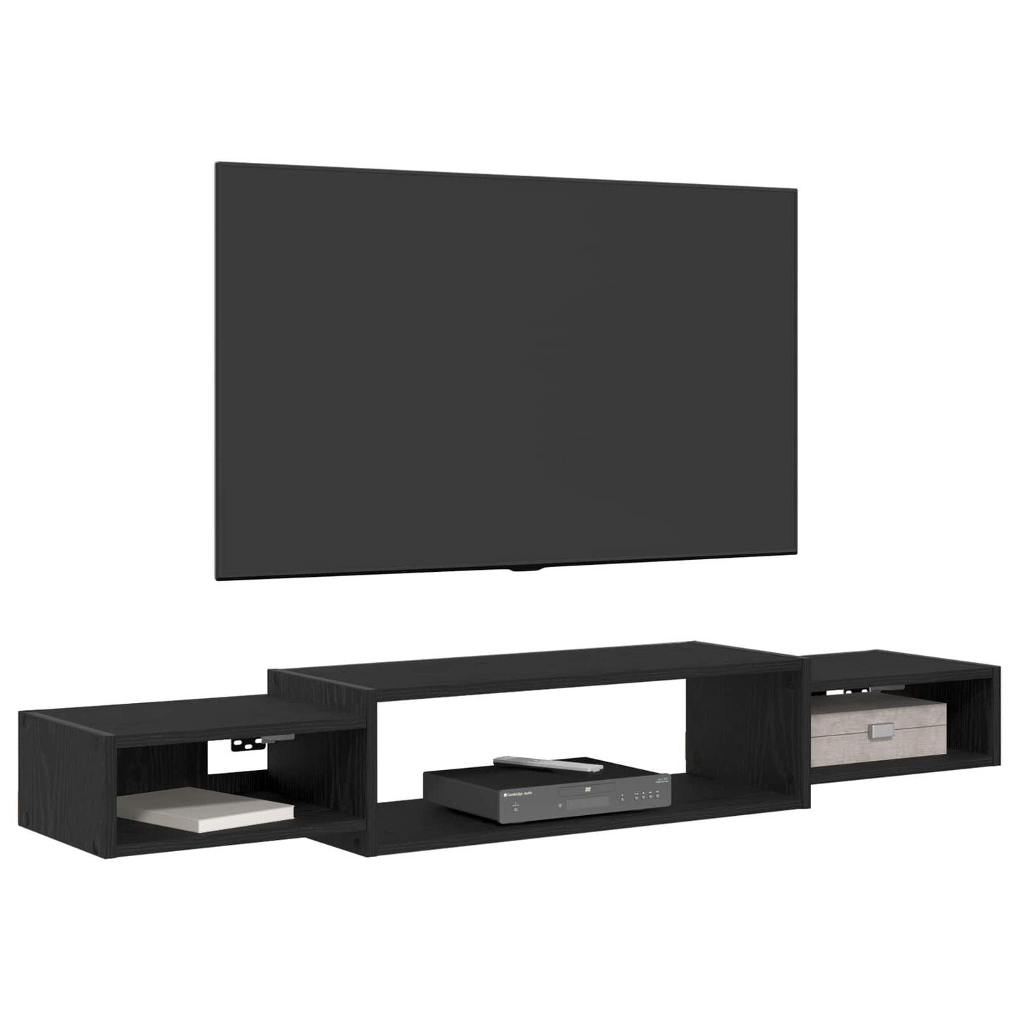 Vegghengt TV-skap Veggmontert Svart eik 140 x 28 x 21 cm