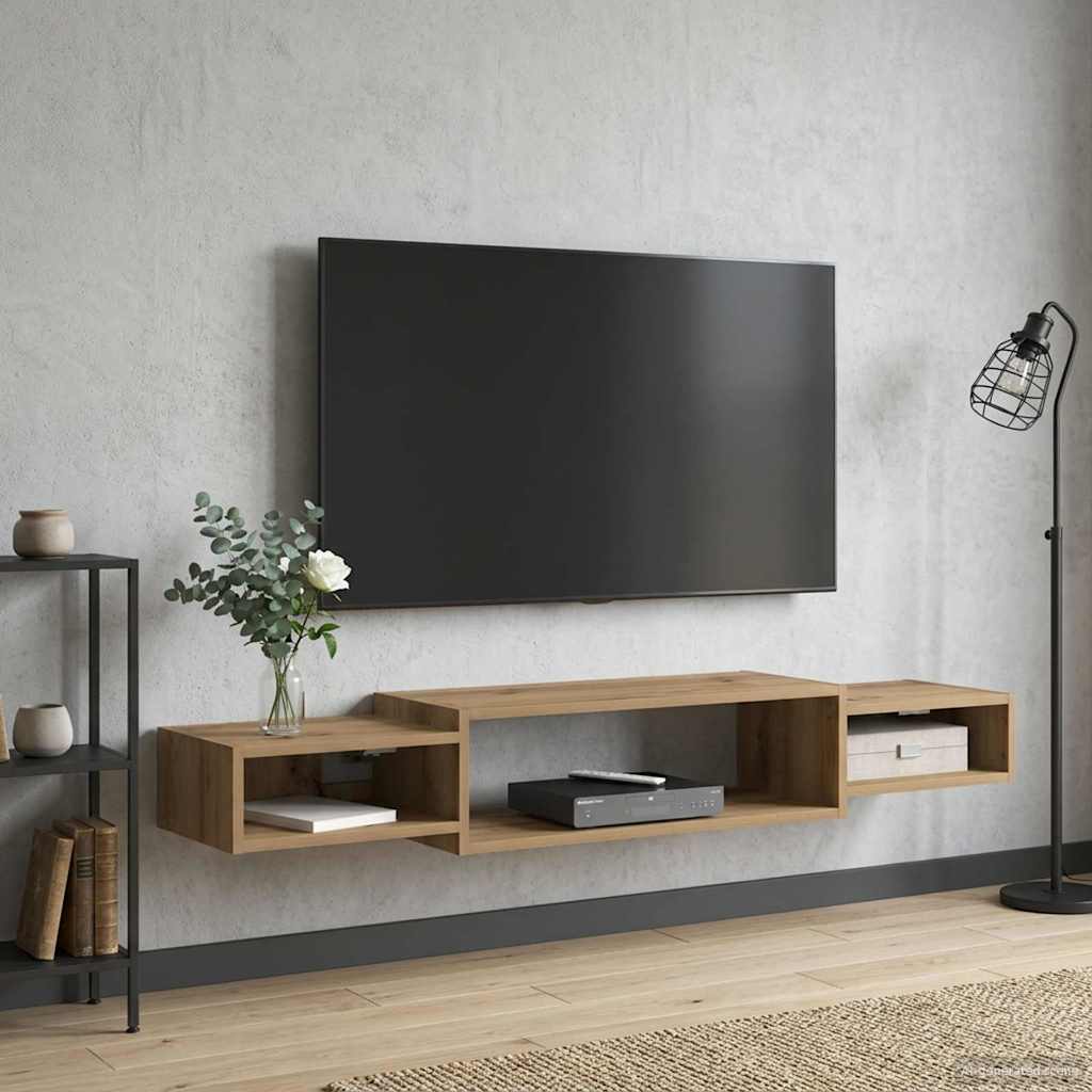 Vegghengt TV-skap Veggmontert Artisan eik 140 x 28 x 21 cm