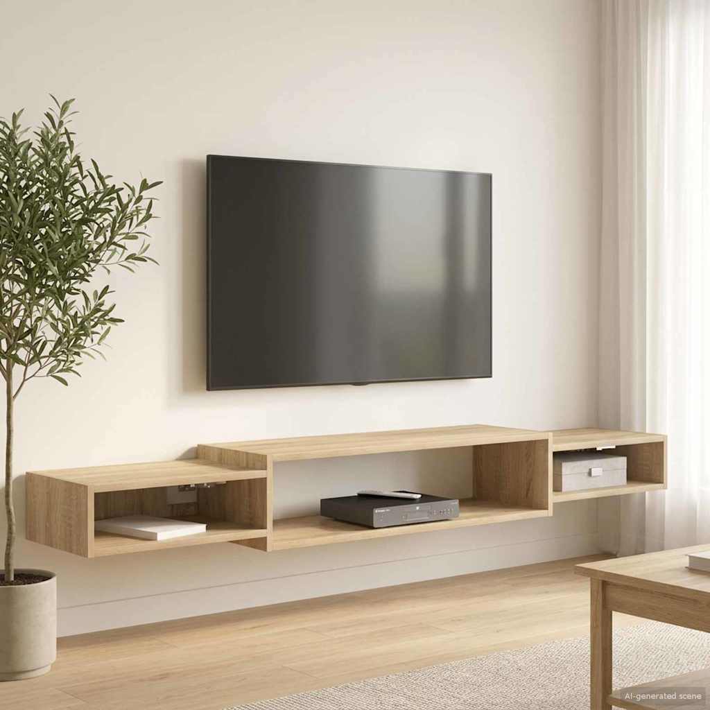 Vegghengt TV-skap Veggmontert Sonoma eik 180 x 28 x 21 cm