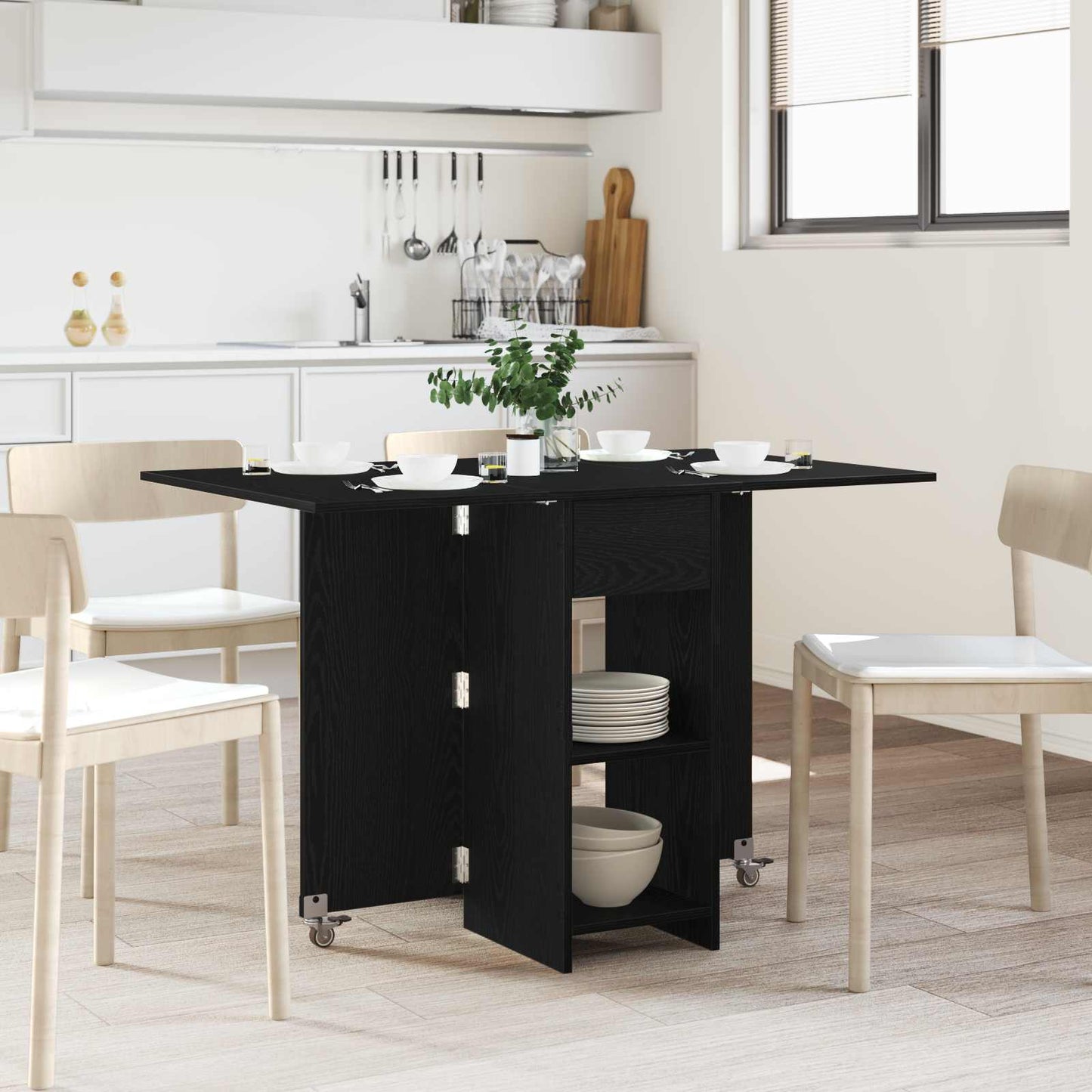 Spisebord 115 x 70 x 75 cm Konstruert tre Svart eik Rektangulær