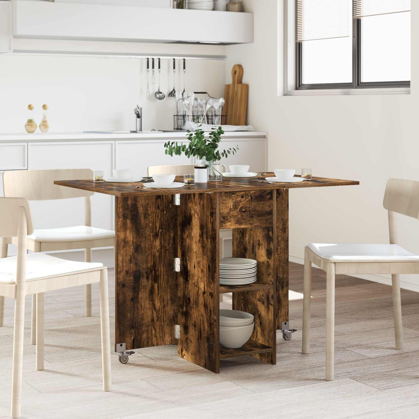 Spisebord 115 x 70 x 75 cm Konstruert tre Røkt Eik Rektangulær